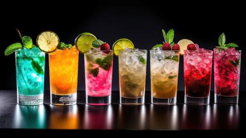 colorful drinks in a line