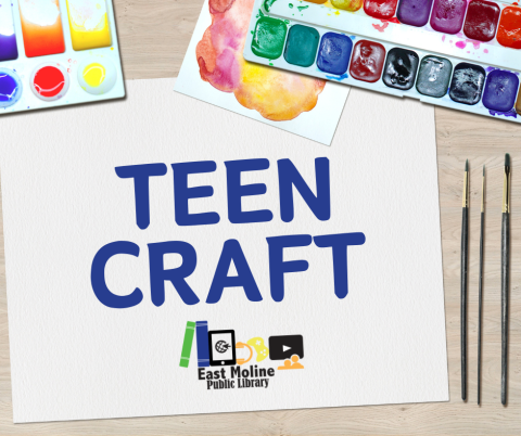 Paints surround a canvas that says Teen Craft