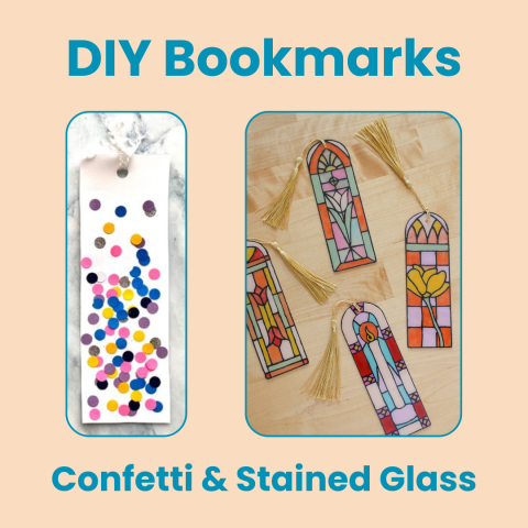 Confetti bookmark and stained glass bookmarks