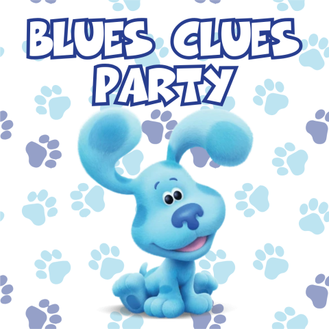 Blue dog with pawprint background