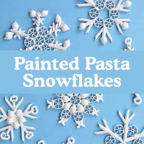 white pasta noodles in shape of snowflakes