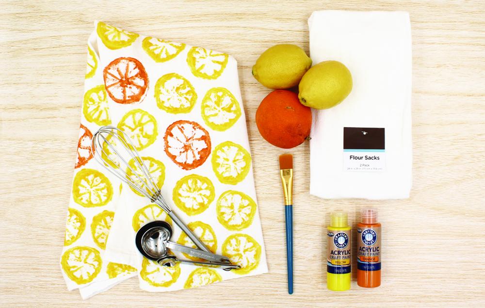 citrus stamped Tea Towels 